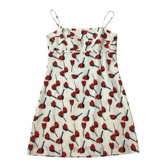 RACHEL ANTONOFF Size 6 Gwen Dress Lollipop Spaghetti Strap Mini Red Hearts - Picture 4 of 12